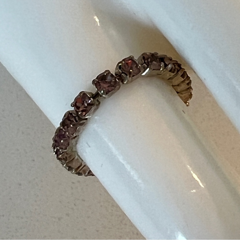 Pink Rhinestone Stretchable Pinky Ring - Picture 9 of 9